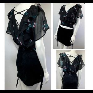 NWT Code x Mode Nordstrom Flutter Cage Backless Criss Cross Low Cut Crop Top